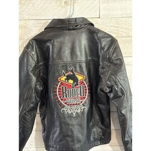 Vegas Rodeo Limited Edition Black/ Brown Distressed Leather Jacket Mens Medium